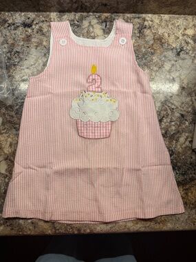 Pink Striped Cupcake Applique Toddler Dress